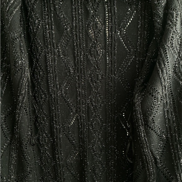 Free People New Romantics Sweater Black Sparkle Cardigan Oversized Small Petite - Picture 10 of 12